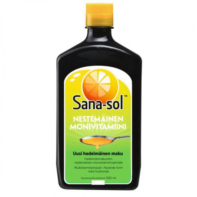 Sana-sol monivitamiinineste. Поливитамины для всей семьи. Вкус: фруктовый. 500 мл. (Дания) 0