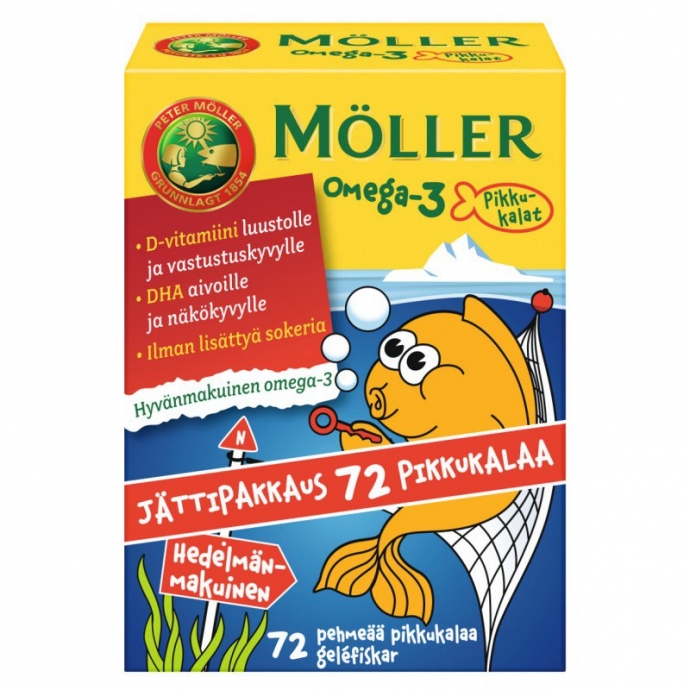 Детский натуральный рыбий жир Möller Omega-3 в пастилках, 72 Таб. (Норвегия) 1